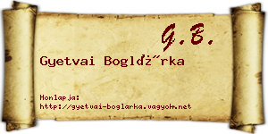Gyetvai Boglárka névjegykártya